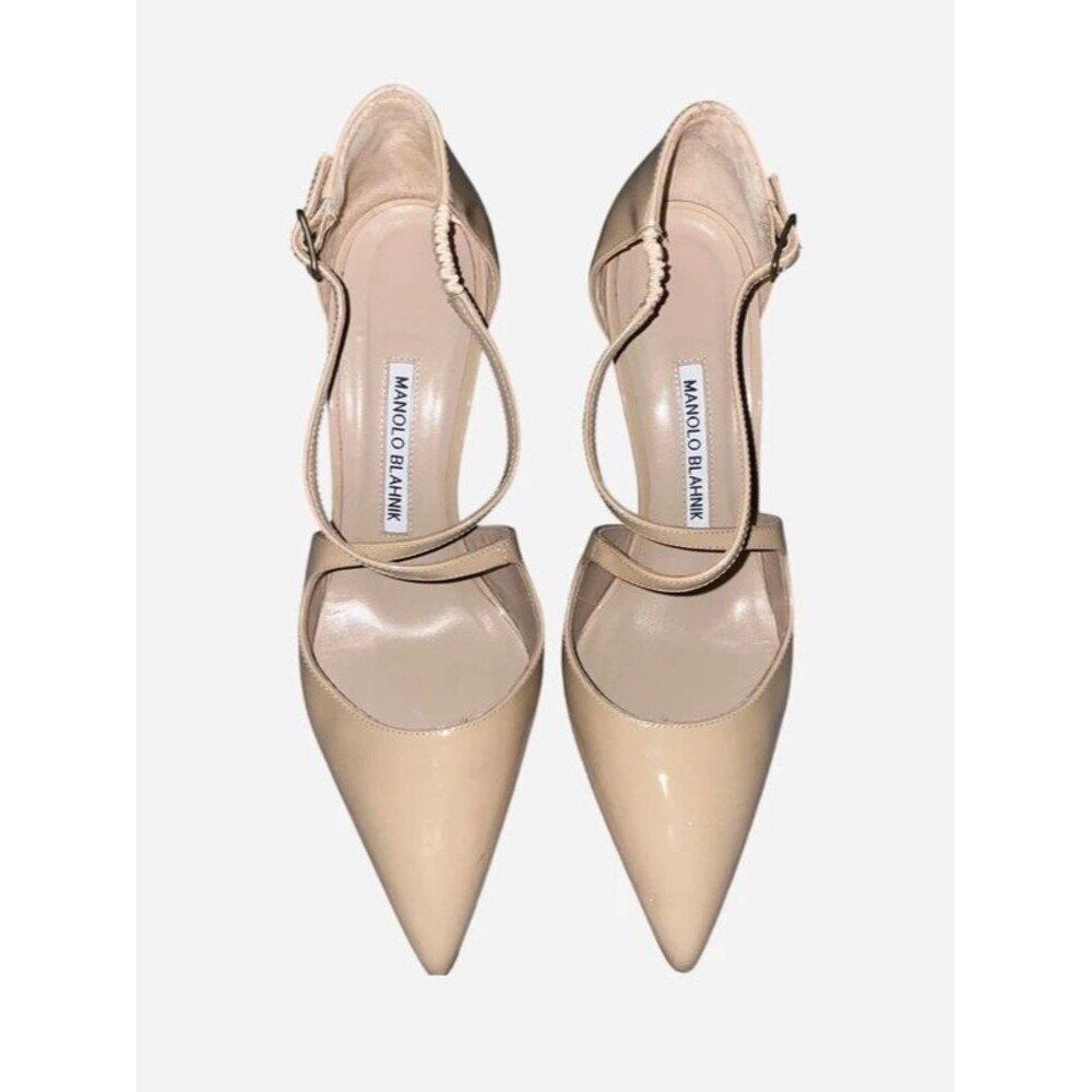 Manolo Blahnik beige strappy heels
